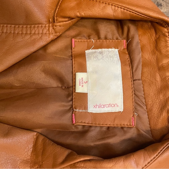 Brown Faux Leather Jacket Small - Picture 8 of 9
